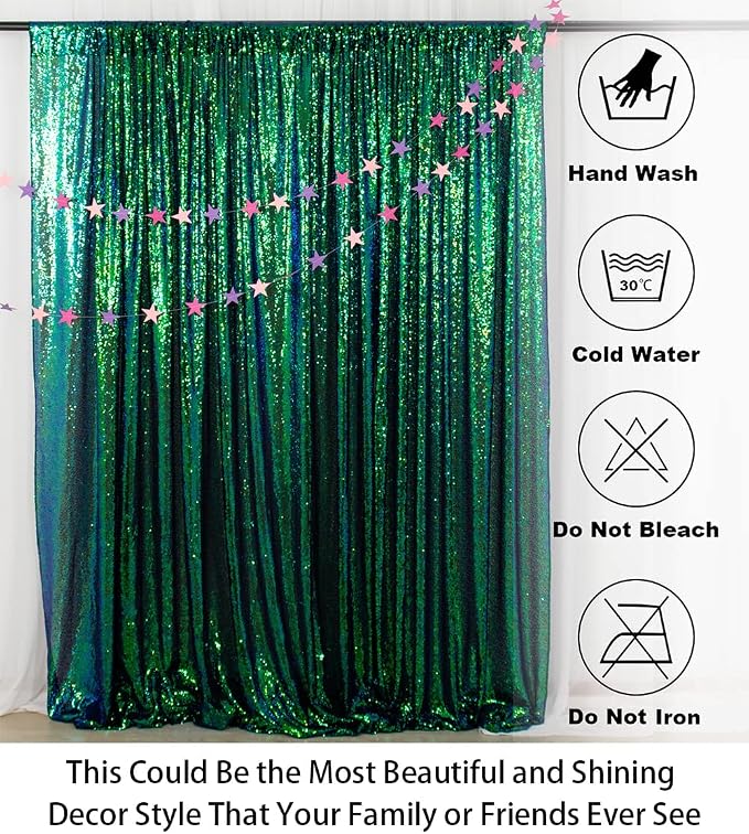 ShinyBeauty 4x8 FT Sequin Fabric Backdrop Iridescent Green - Image 5