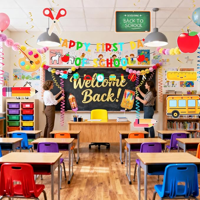 Happy First Day Of School Banner Decor, Pre-Strung First Day Of Schools Banner - Image 5