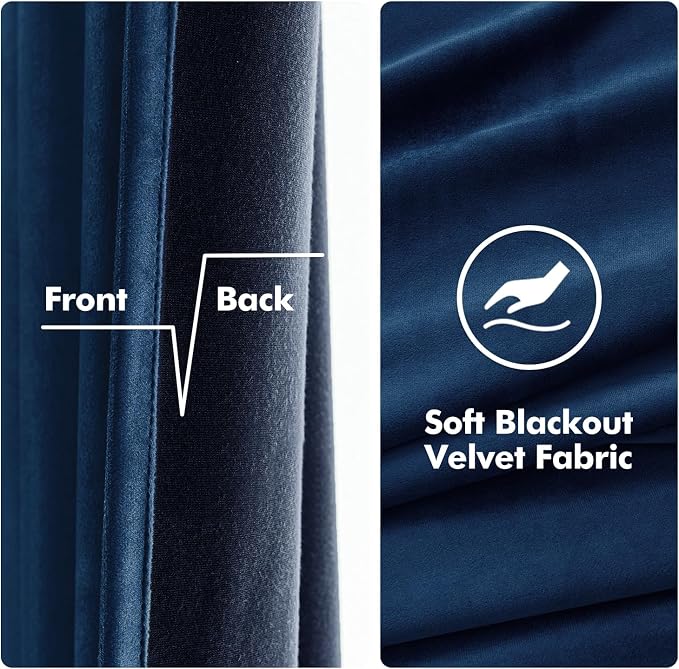 MIULEE Velvet Curtains Navy Blue 52 x 108 Inch Length Set of 2 | Extra Long - Image 3
