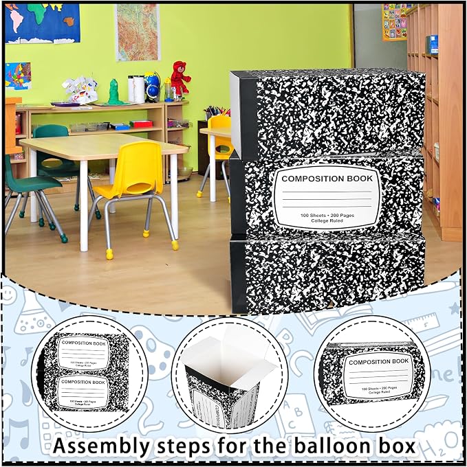 Denylo pro 3 Pcs Back to School Balloon Box Decoration Sets NoteBook Balloon Box - Image 3
