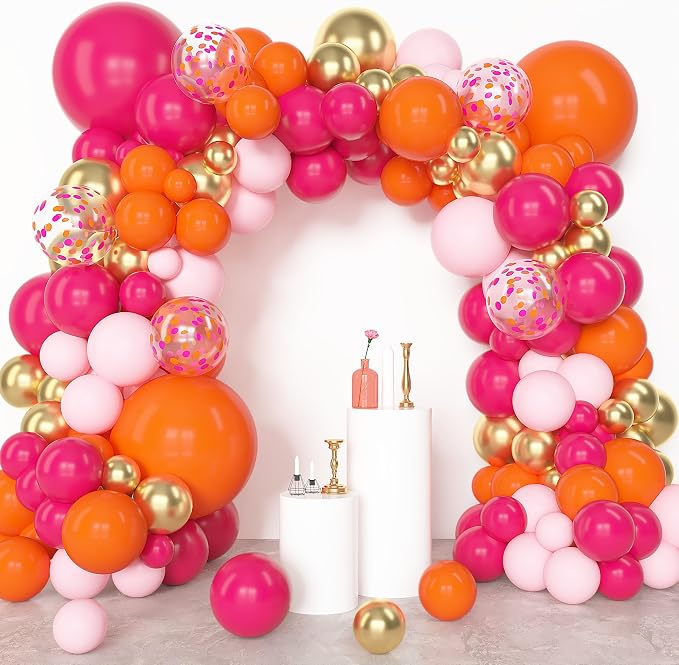 Amandir 153Pcs Pink and Orange Balloon Arch Kit, Different Sizes 18 12 10 5 - Image 2