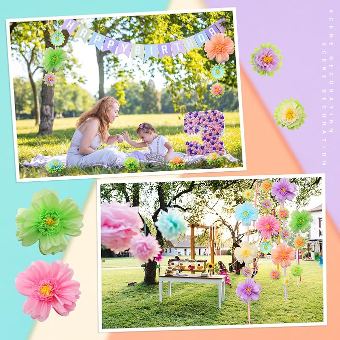 TaoBary Large Colorful Tissue Paper Flowers Giant Fiesta Paper Pom Poms - Image 5