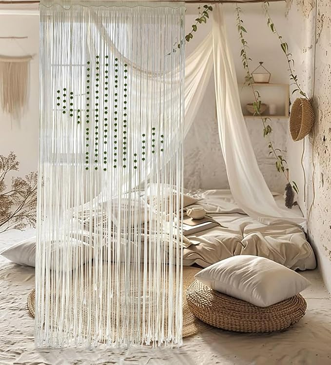 Macrame Curtain Boho Doorway Window Curtain Fiber Art 31" W*70" L | - Image 3