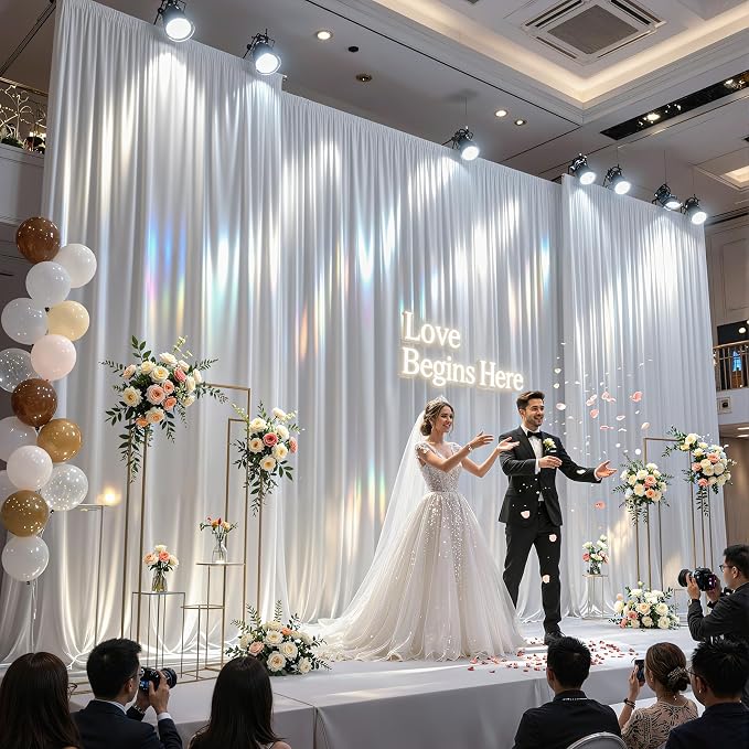 20x10ft White Glitter Backdrop Curtain - Image 2