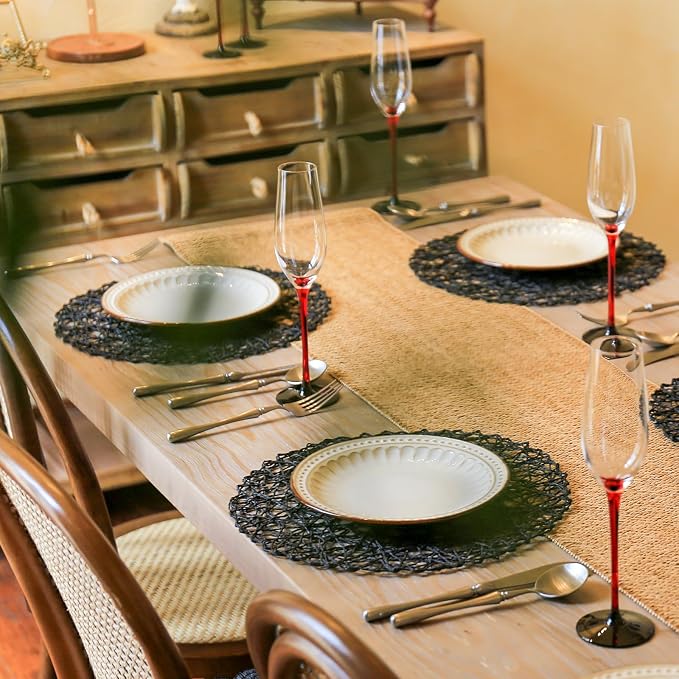 AHHFSMEI Paper Braided Round Placemats Set of 8 Natural Non-Slip Heat Resistant - Image 5