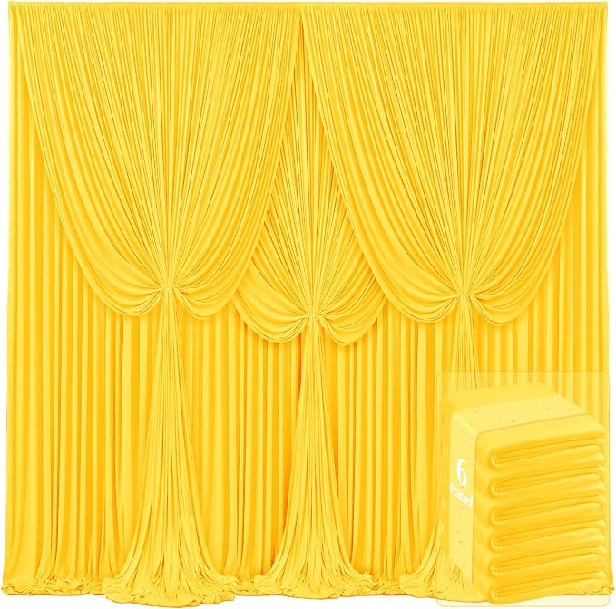 6 Panels Yellow Backdrop Curtains by Tao-GePartyDecorations
