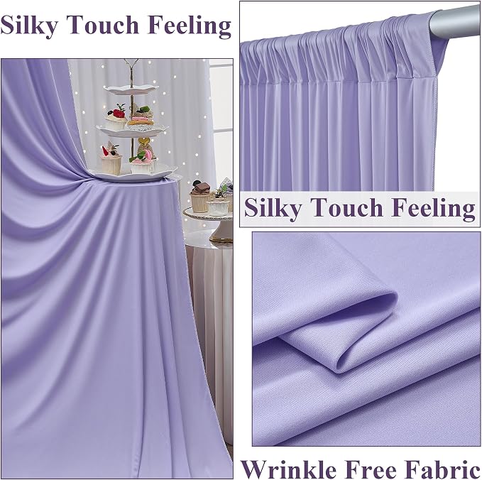 30ft x 10ft Wrinkle Free Lavender Backdrop Curtains - Image 2