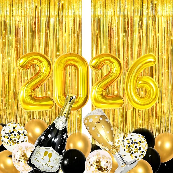 4 Pcs Champagne Balloons, Huge Black Gold Champagne Bottle Goblet Aluminum Foil - Image 2