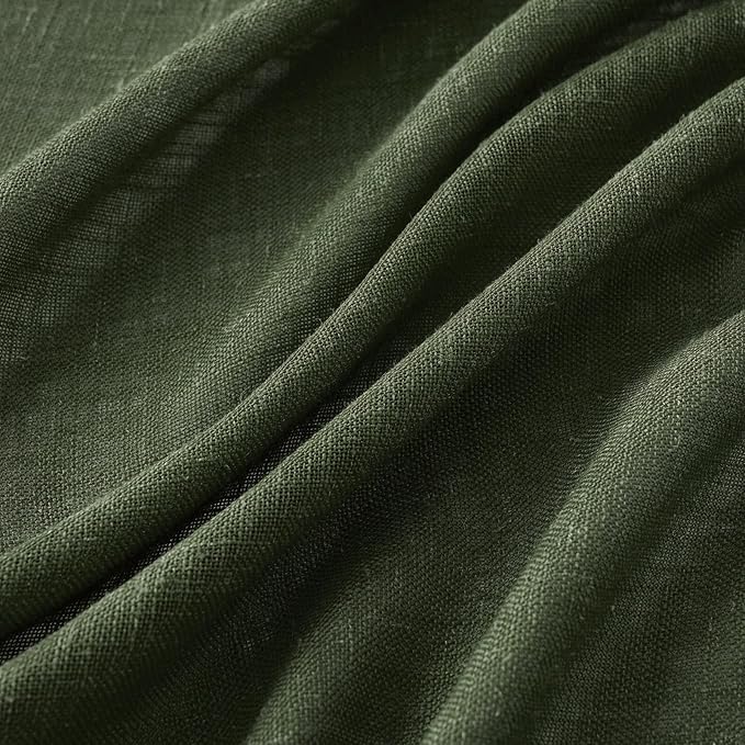 MIULEE Olive Green Short Linen Curtains 52x45 Inch Long 2 Panel - Image 4