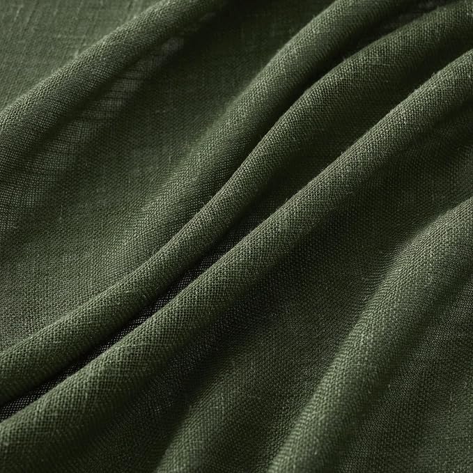 MIULEE Olive Green Linen Curtains 52x108 Inch Long - Image 4