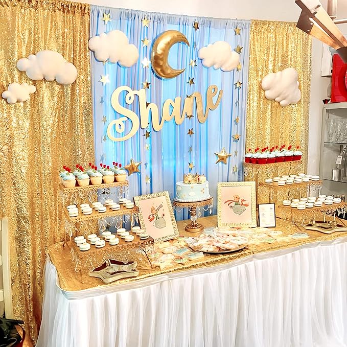 Gold Sequin Backdrop Curtains Party Photo Glitter Drapes 2 Pcs 2FTx8FT | - Image 3