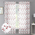 Tollpiz Burgundy Red Leaf Sheer Curtains Bedroom Short 38 x 54 Inches | Leaves by Tollpiz