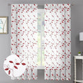 Tollpiz Burgundy Red Leaf Sheer Curtains Living Room 54 x 63 Inches | Leaves by Tollpiz