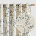 Blue Floral Linen Curtains Farmhouse Rod Pocket 50W X 96L 2 Panels | Charlotte by Lazzzy