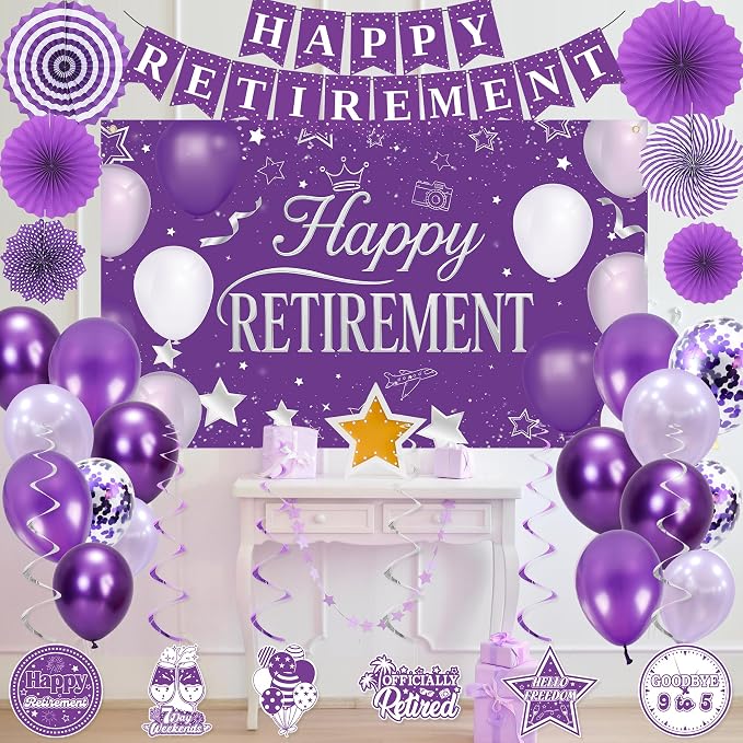 Holkcog Purple Retirement Party Decorations - Image 7