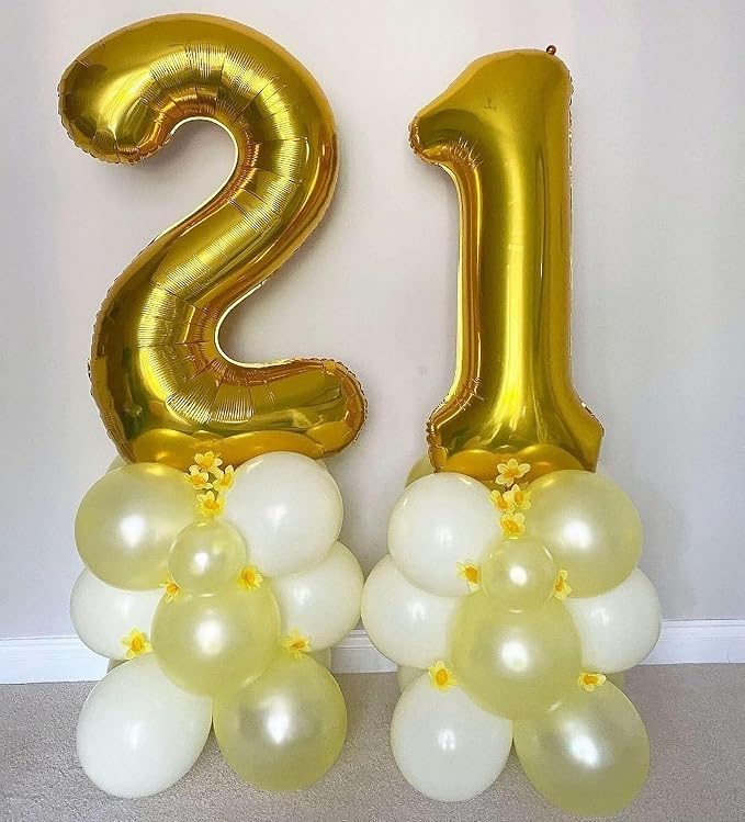 Gold 21 Number Balloons, 40 Inch Giant Number 21 Balloons Foil Mylar Helium - Image 5
