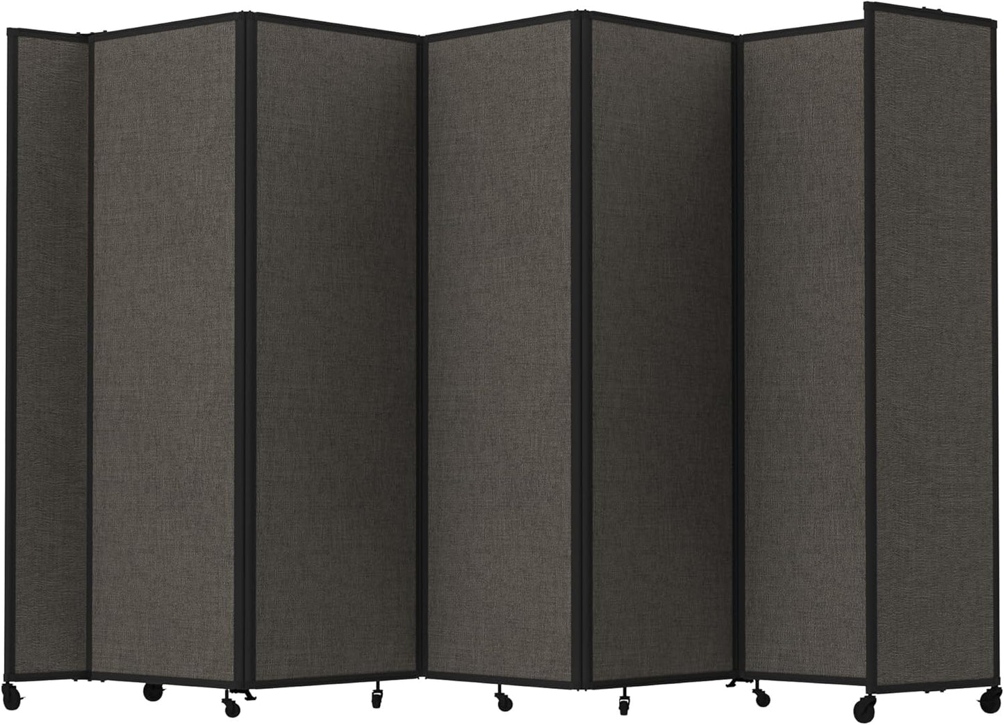Versare Room Divider 360 Portable Wall Partition | Folding Panels | Large Freestanding Divider | Locking Wheels | Temporary Room Separator | 14' x 7'6'', Mocha