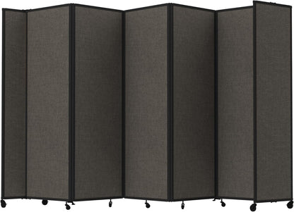 Versare Room Divider 360 Portable Wall Partition | Folding Panels | Large Freestanding Divider | Locking Wheels | Temporary Room Separator | 14' x 7'6'', Mocha