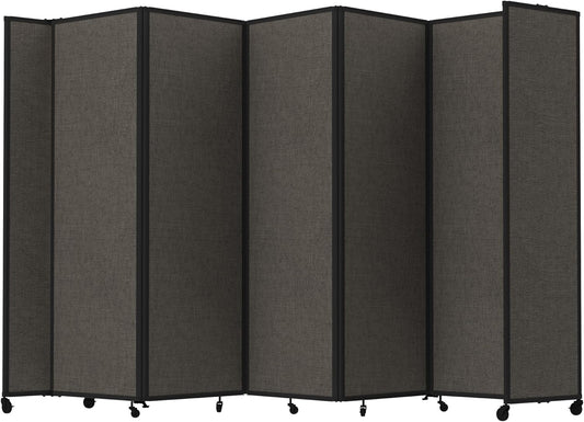 Versare Room Divider 360 Portable Wall Partition | Folding Panels | Large Freestanding Divider | Locking Wheels | Temporary Room Separator | 14' x 7'6'', Mocha