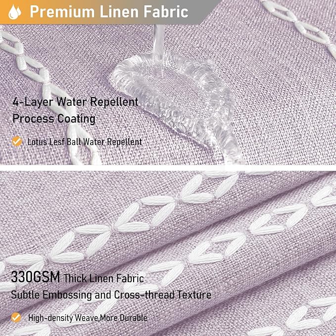54x78 Boho Farmhouse Linen Heavy Duty Shower Curtain Set, Lavender | Narrow - Image 4
