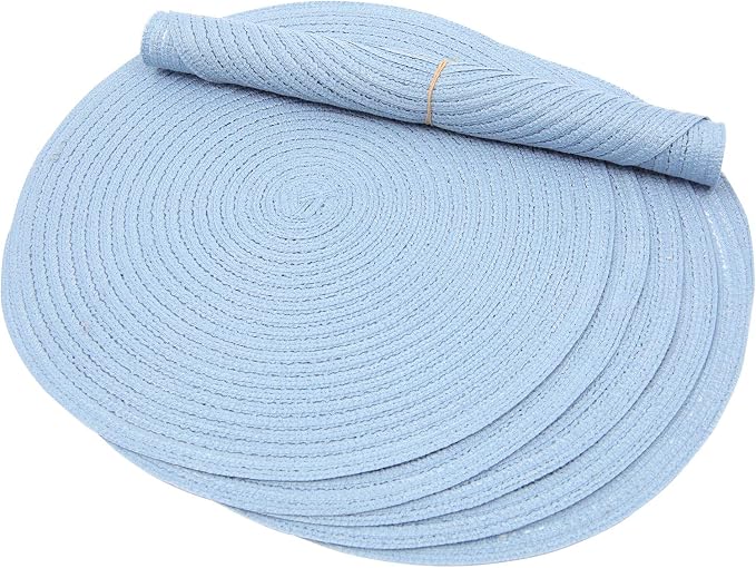 SHACOS Round Braided Placemats Set of 4 Washable 15 inch Round Non Slip Table - Image 6
