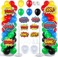 Hero Party Decorations 125 Pcs Blue Yellow Red Birthday Balloons | 2 Set by Yumoin