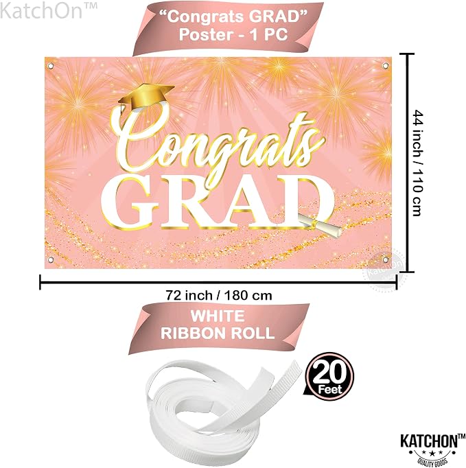 KatchOn Graduation Decorations 2026 Congrats Grad Banner Rose Gold | Graduation - Image 2