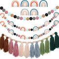 Hahafelt 4 Pcs Sage Green Boho Tassel Garland Boho Back to School Wall Hanging by Hahafelt