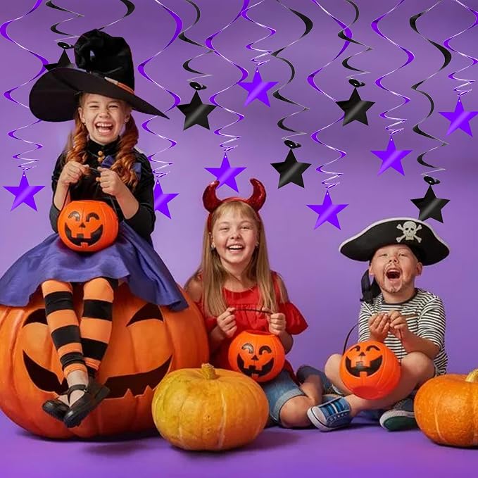 BEISHIDA Black Purple Star Halloween Hanging Swirl Decorations, Halloween Party - Image 5