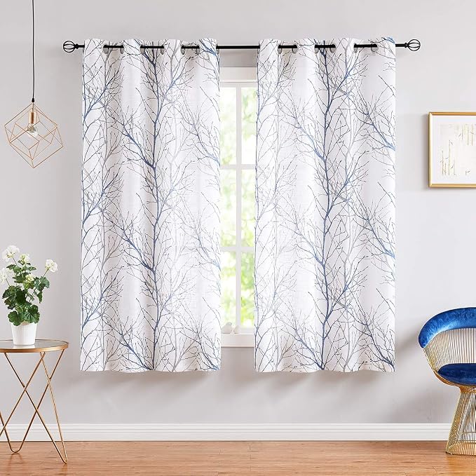 FMFUNCTEX Blue White Curtains 50" X 45" - Image 2