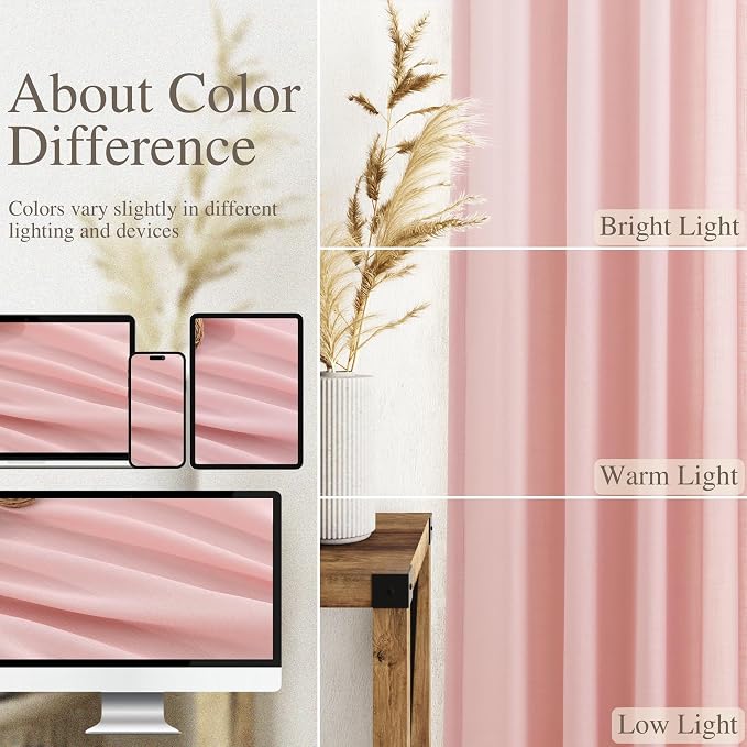 Pink Curtains 63 Inches Long 2 Panel Sets - Image 3