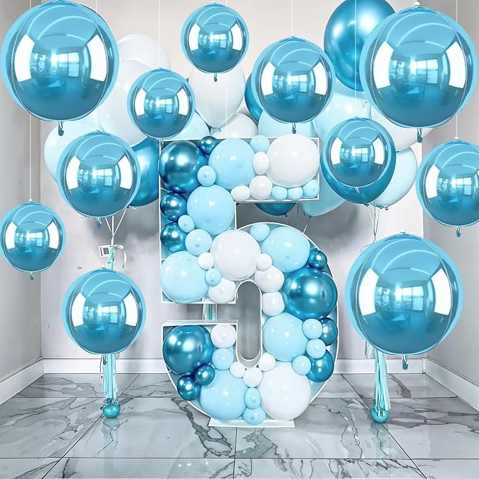 12Pcs Light Blue Round Foil Balloons, Metallic Pearl Blue Foil Balloon - Image 6