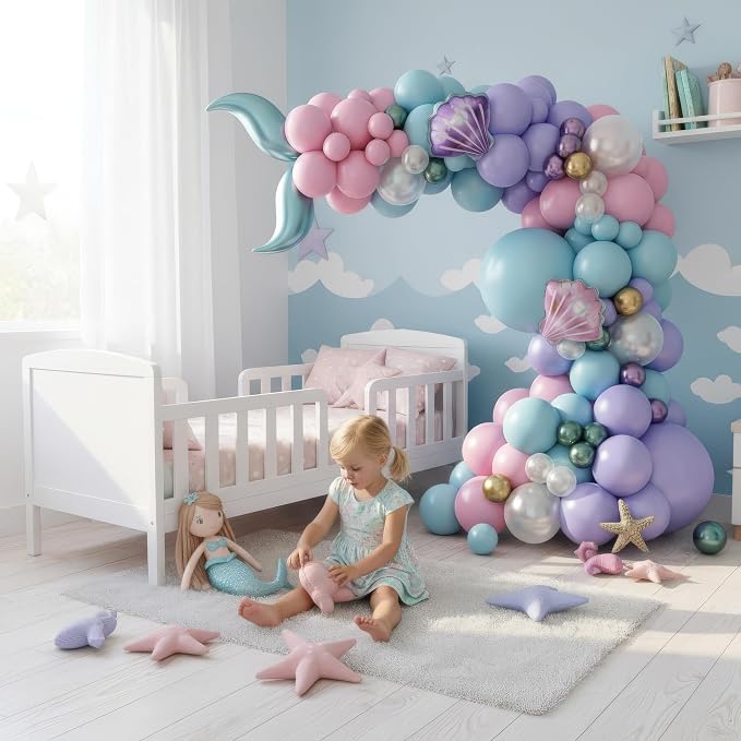 Vellax 78-Pc Mermaid Balloon Garland Arch Kit, Under the Sea Theme | 78-pc - Image 4