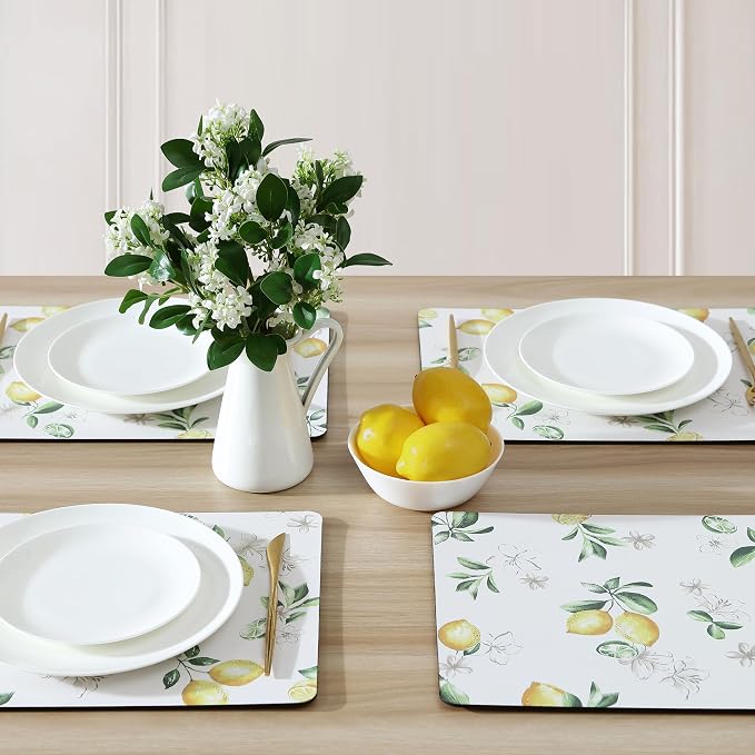 Laura Ashley Cork Placemats, 16 x 12-inch, Lemon Floral | Ideal - Image 2