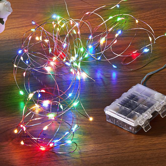4 Pack 32.8 Ft. Battery Operated Outdoor String Lights with Remote & Timer, LED Multi Color Fairy Lights, Waterproof Twinkle Lights for Bedroom, Dorm, Mason Jar, Wedding, Party, Christmas