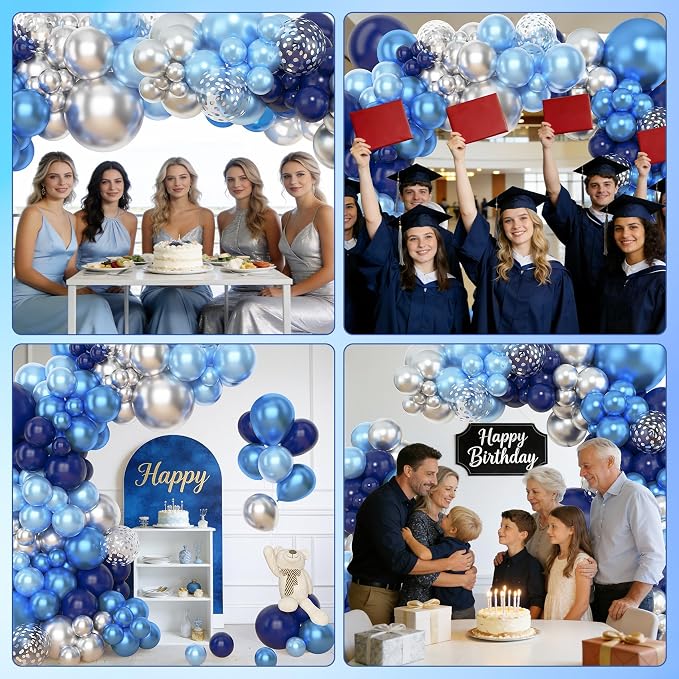 Amandir 153pcs Blue and Silver Balloon Garland Arch Kit Different Sizes | 18 12 - Image 5