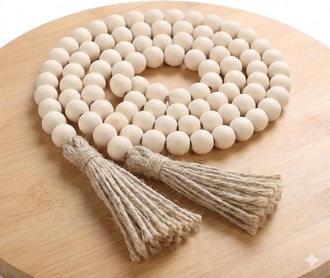 58" Decorative Beads Home Decor Wood Bead Garland | Boho Table Decor, by TenXVIDesigns