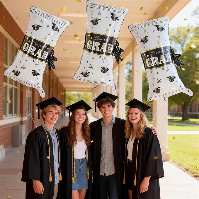 Graduation Diploma Balloons, 2026 Graduation Decorations 3 Pcs Gold White - Image 6