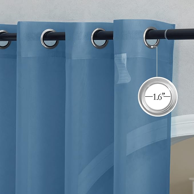 NICETOWN Stone Blue Sheer Curtains 108 inches Long, Grommet Top Elegant Voile - Image 2