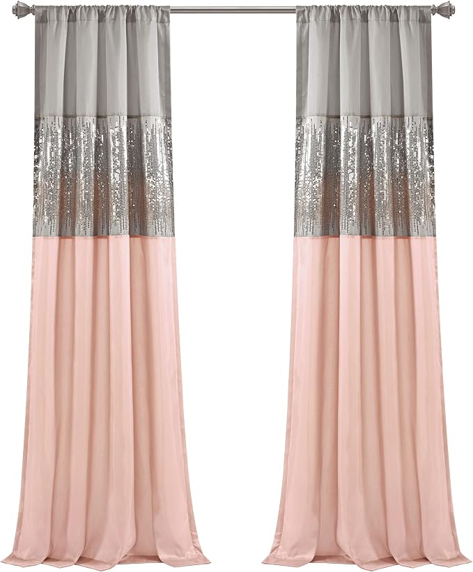 Lush Decor Night Sky Window Curtain Panel, Single 42"W x 108"L Gray & Blush - Image 9