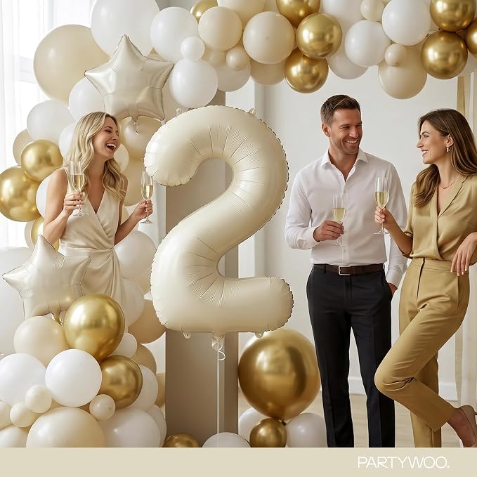 PartyWoo Number Balloons 40 Inch White Number 2 Kit 25pcs - Image 4