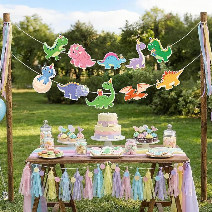 Dinosaur Party Banner Cute Dinosaur Birthday Banner Happy Birthday Banner - Image 8