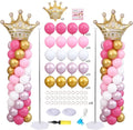 Princess Pink and White Gold Balloon Column Stand Kit Set of 2 by KIRINDECORATION