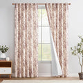 jinchan Red Floral Linen Curtains Lined 90 Inch Farmhouse Back Tab 2 Panels | by JINCHAN