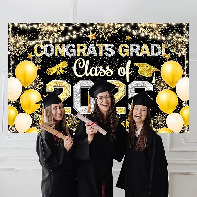 Famoby Congrats Grad Class of 2026 Hanging Banner Fabric Sign Poster Background - Image 6