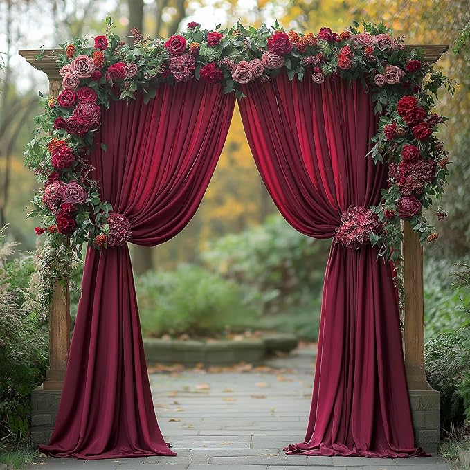 ESGOTBME 30x10ft Wrinkle Free ‌Burgundy Backdrop Curtain - Image 2