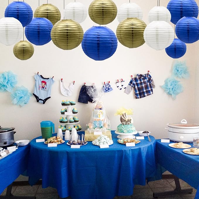 Paper Lanterns Party Decorations Navy Blue Gold - Image 5