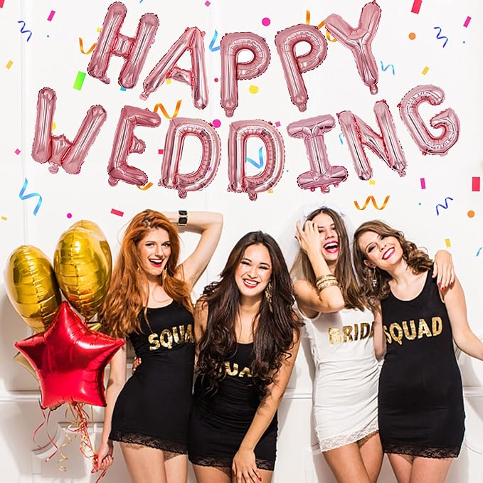 Rose Gold Happy Birthday Balloon Banner Set -16" Foil Letters Balloons | 76pcs - Image 4