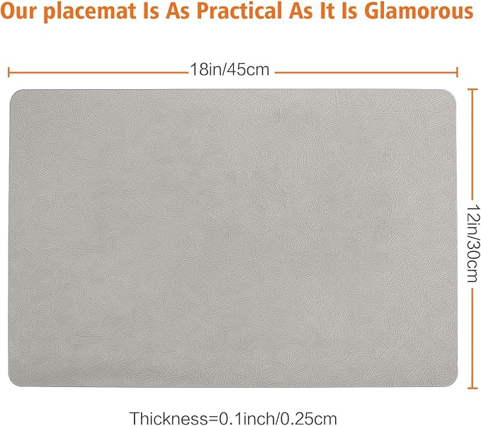 Vinyl Placemats Set of 12 Heat Resistant Easy Clean Non-Slip Place Mats - Image 2