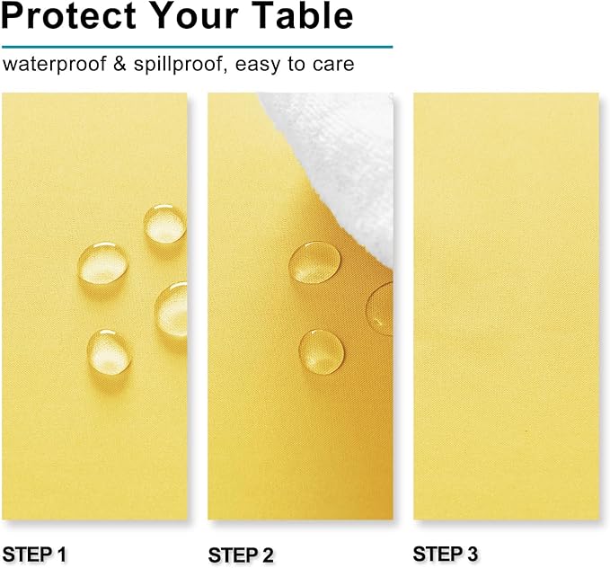 Hiasan Waterproof Tablecloth Rectangle - Washable Fabric Table Cloth for Dining Room Kitchen Birthday Party and Outdoor Use, Yellow, 54 x 108 Inch